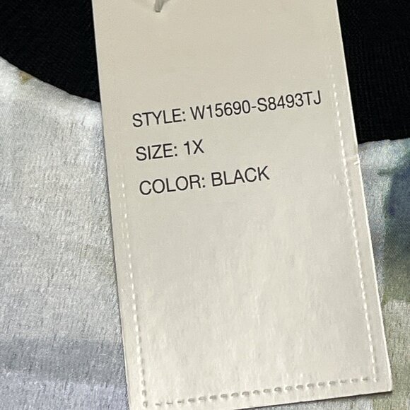 Sioni Sweater Womens 1X Colorful Floral Satin Panel Front Black Knit Pullover - Picture 7 of 10